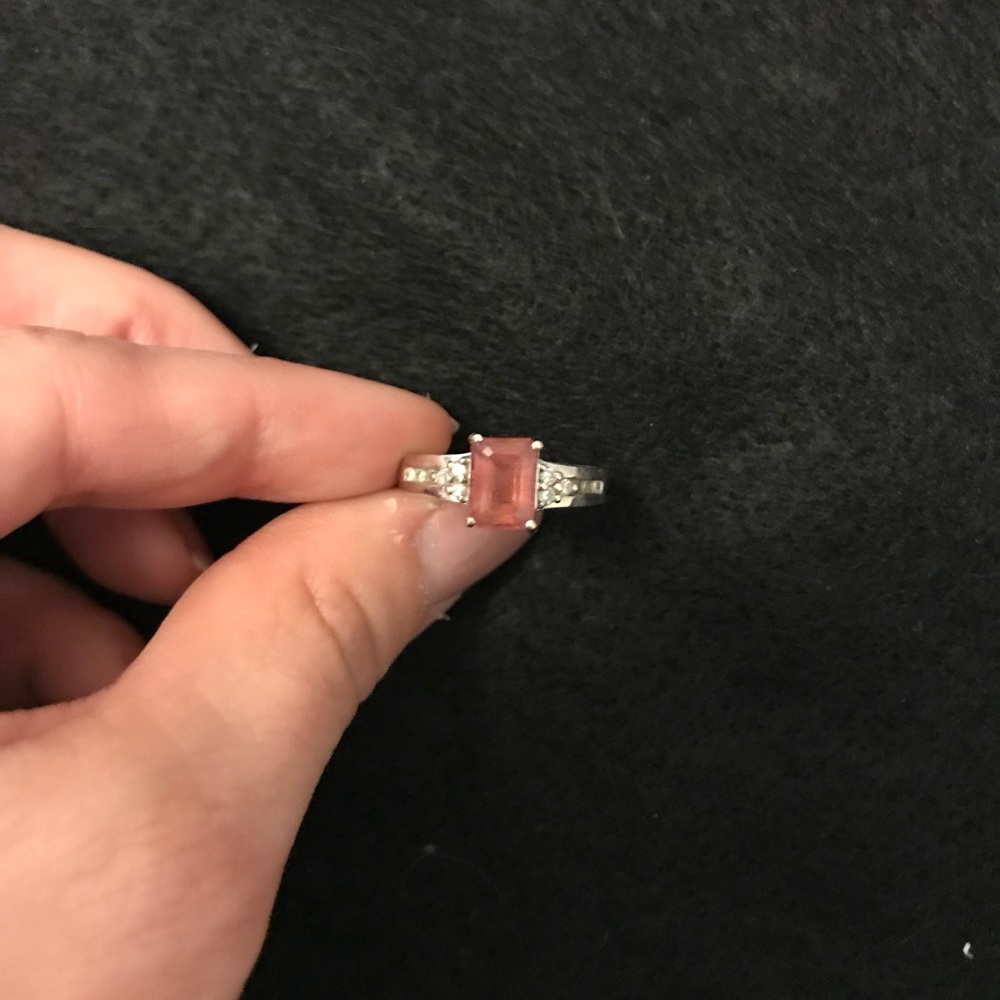 Pink stone and 14k white gold